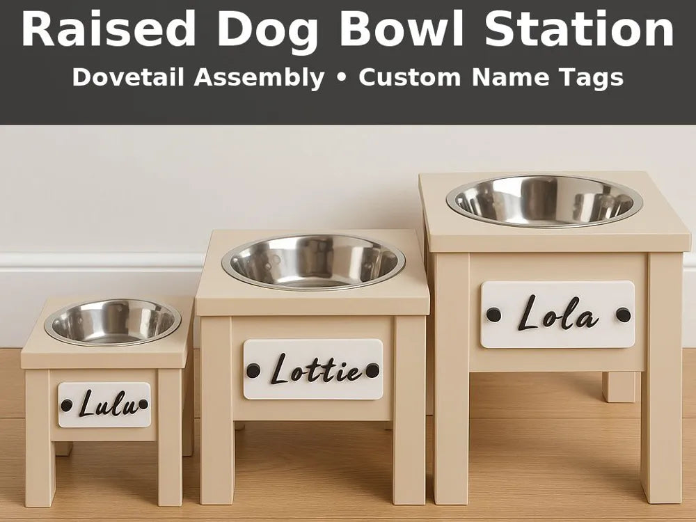 Handmade, 3D Printed Dog Bowl holder with Customizable Name