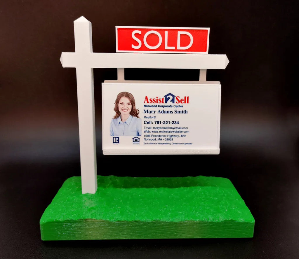 3D Printed Realtor Sign Display, SOLD Sign Holder, Business Card Stand