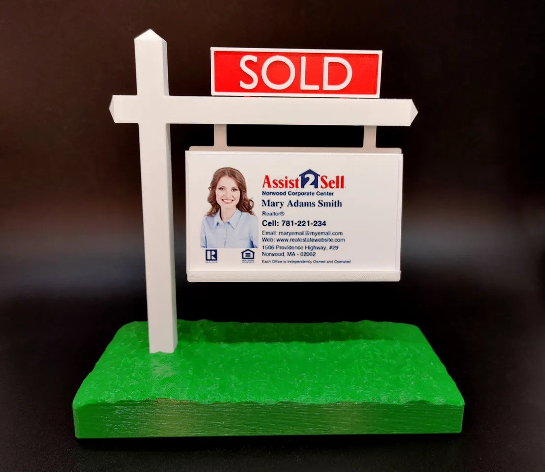3D Printed Realtor Sign Display, SOLD Sign Holder, Business Card Stand