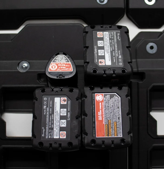 M12 Battery Holder Quad Mount (Large and Small Batteries)