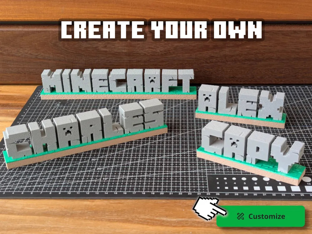 Handmade, 3D Printed Customized Name Plate (Minecraft theme)