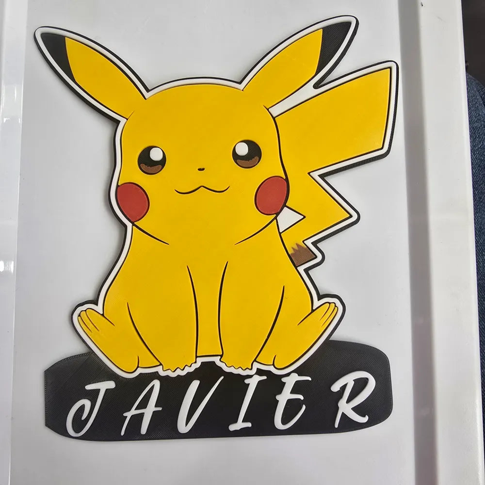 Handmade, 3D Printed Customizable Name Plate ( Pikachu Theme)