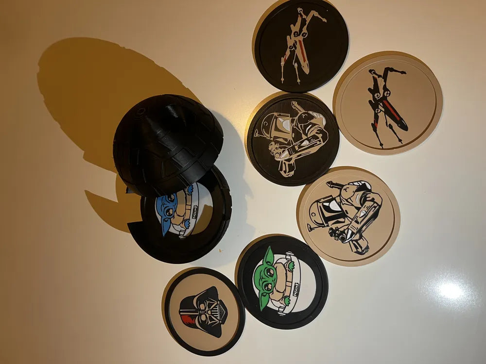 Star Wars–Inspired Coaster Set with Death Star Holder (SET)
