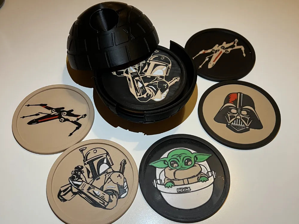 Star Wars–Inspired Coaster Set with Death Star Holder (SET)